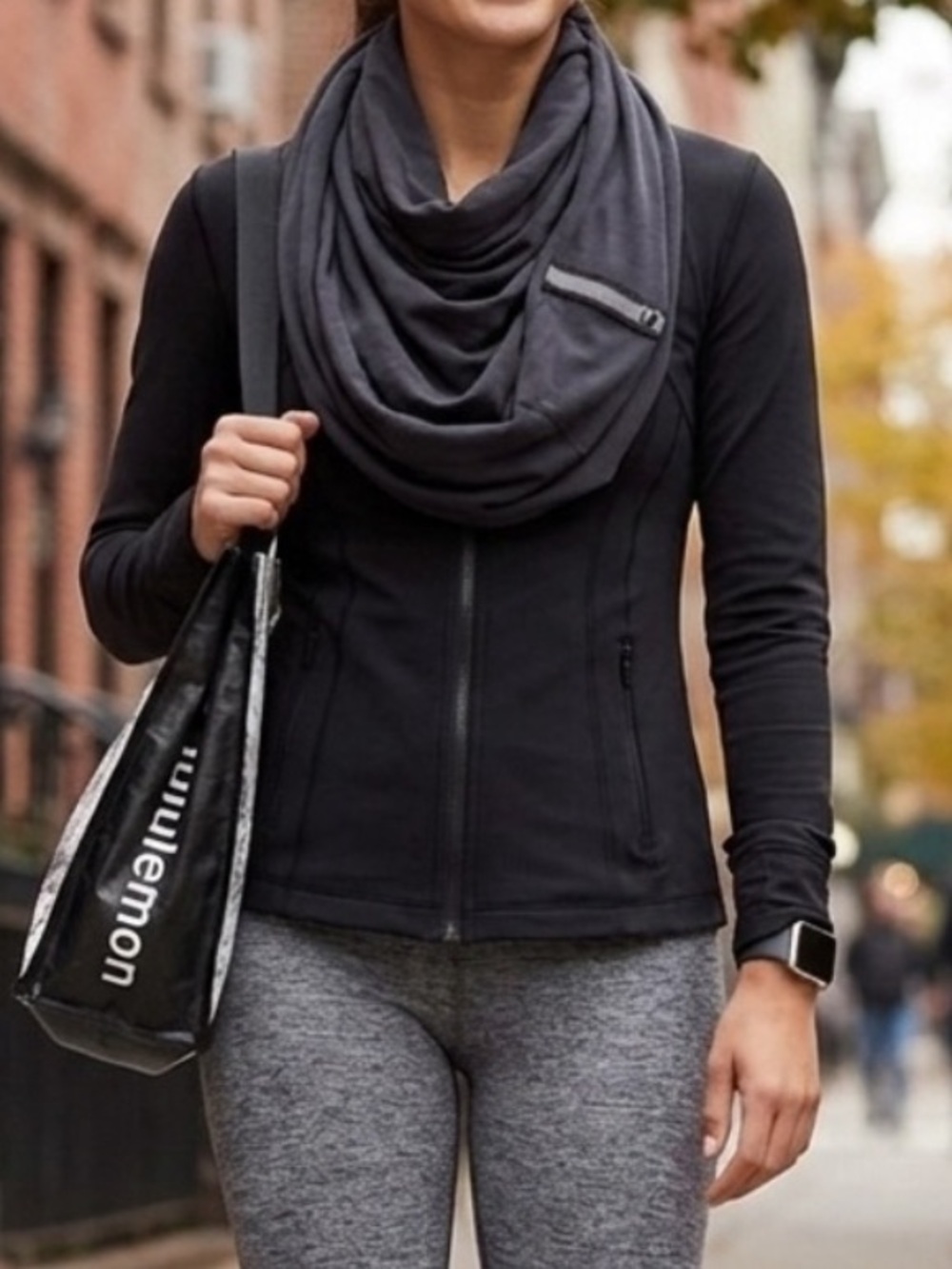 lululemon athletica Charcoal Ribbed Knit Scarf